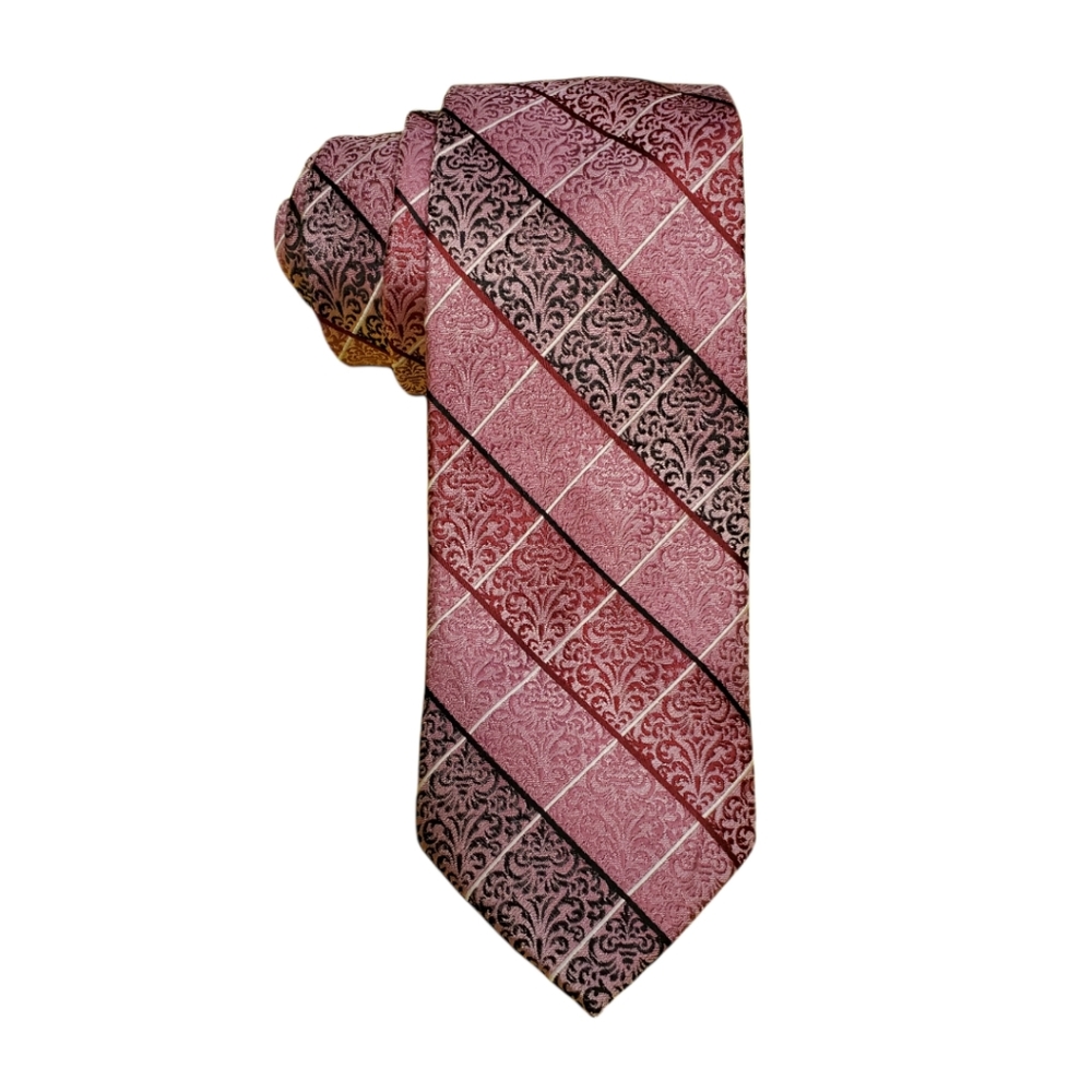 Steve Harvey Celebrity Edition Pink Paisley Stripe Neck Tie
